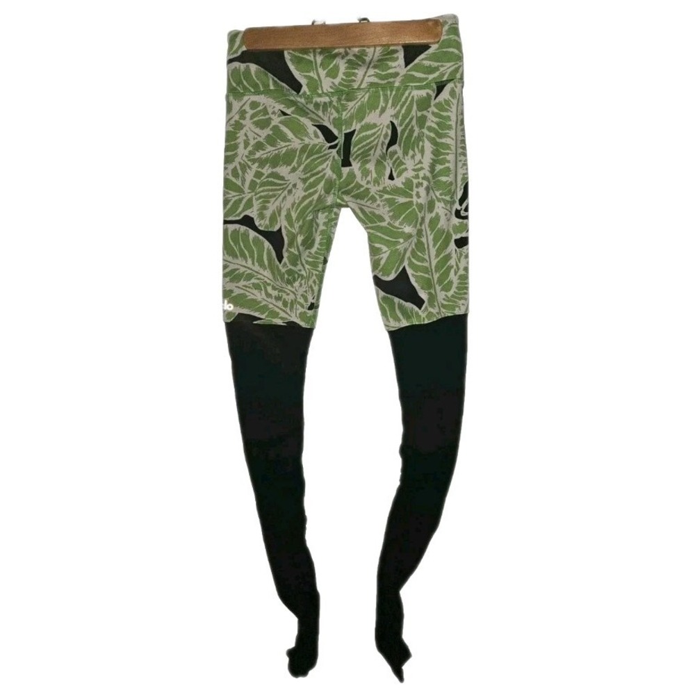 Alo Yoga Goddess Women's Ribbed‎ Pants In Palm Springs Glowstick & black Size XS